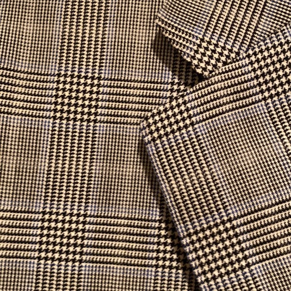 Faconnable Black White Glen Plaid with Blue and Grey Windowpane Sport Coat